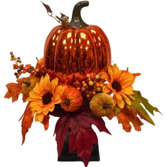 15 Inch Lighted Pumpkin Fall Table Decoration Indoor Outdoor Table - Picture 4 of 7